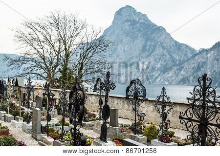 Mountain Traunstein with Graveyard