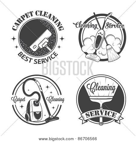 Set of vintage logos, labels and badges cleaning services