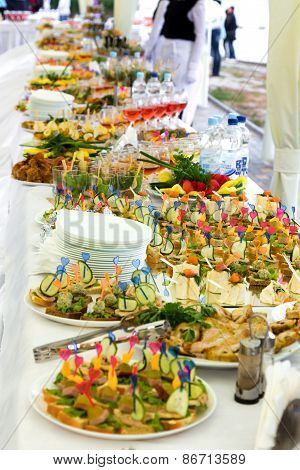 Dishes On The Banquet Table