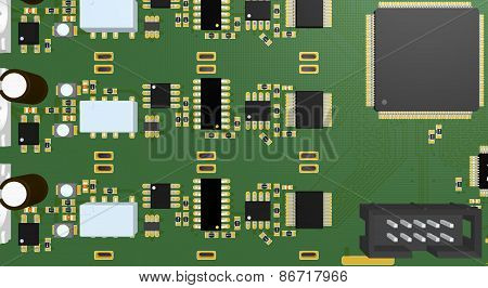 Printed Circuit Board Green With Elements