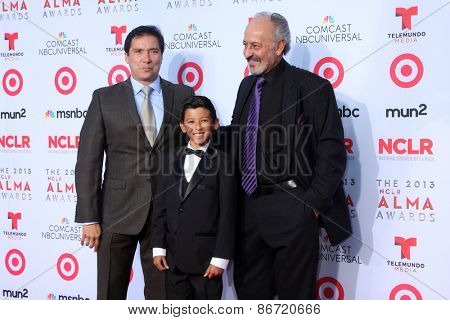 LOS ANGELES - SEP 27:  Benito Martinez, Luke Ganalon, Castulo Guerra at the 2013 ALMA Awards - Arrivals at Pasadena Civic Auditorium on September 27, 2013 in Pasadena, CA 