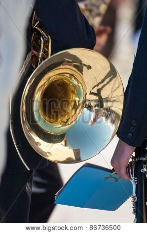 Man Plays The Trombone During A Religious Cerimony