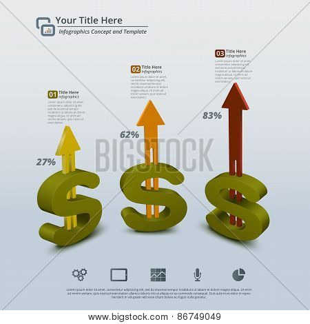 Money Growing 3D Abstract Infographic Background