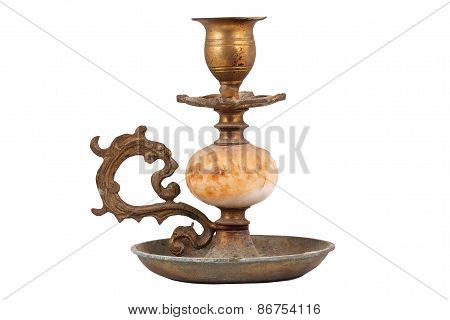 The Vintage Candlestick On The White Background