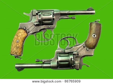 Revolver On A Green Background