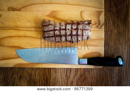 Beef on a chopping block