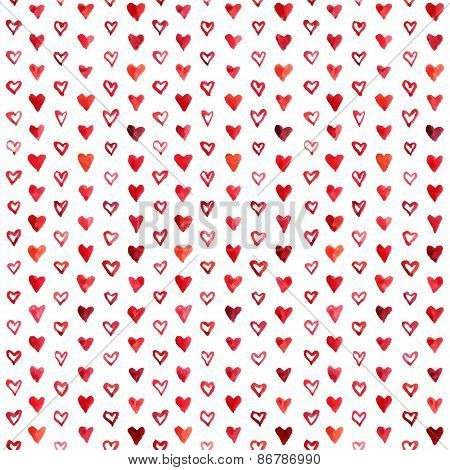 Watercolor Hearts Pattern