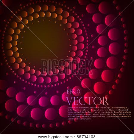 Abstract pattern of graduated turquoise shiny dots or circles going from the darkest at the outer ed
