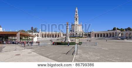 Sanctuary of Fatima, Portugal. Basilica of Our Lady of the Rosary, Sacred Heart of Jesus Monument, Apparitions Chapel. One of the most important pilgrimage locations for Catholics