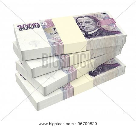 Czech Koruna isolated on white background. Computer generated 3D photo rendering.