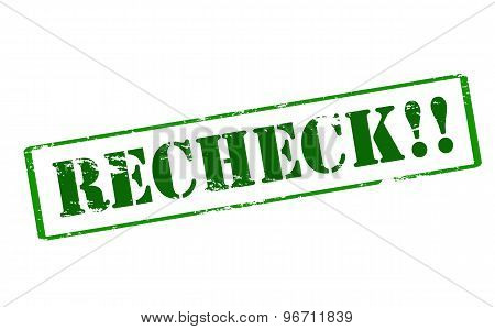 Rubber stamp with word recheck inside vector illustration
