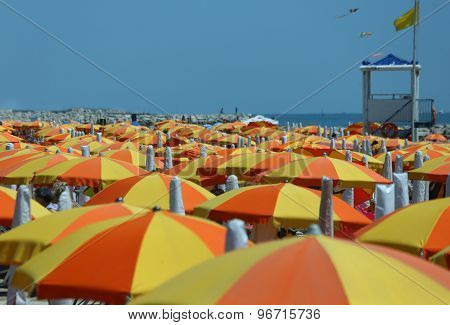 Colorful Parasol On The Beach