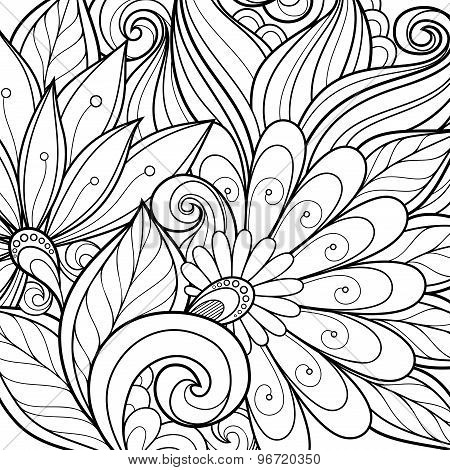 Vector Monochrome Floral Background