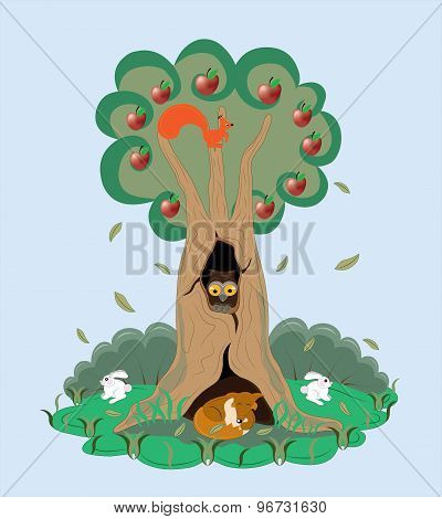 Tree with animals.