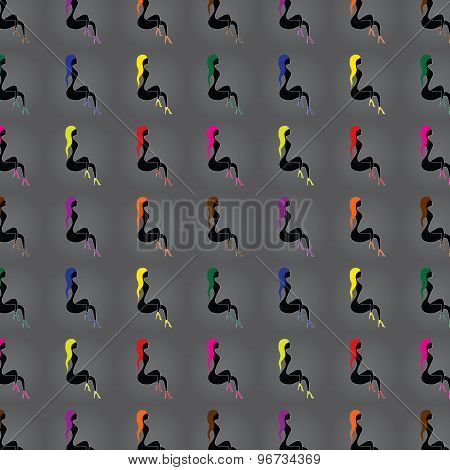 Original seamless pattern with sitting girl