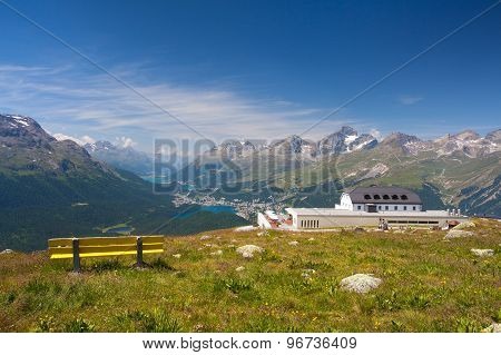 Panorama Of The Upper Engadine From Muottas Muragl