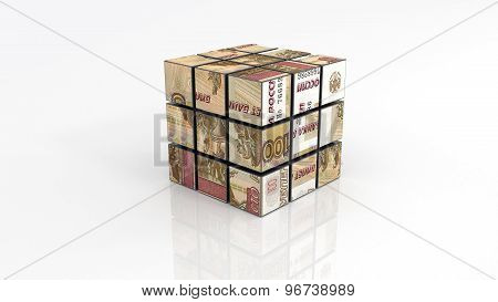 Russian ruble on cube