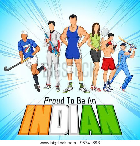 illustration of India sportsperson from different field is proud to be an Indian