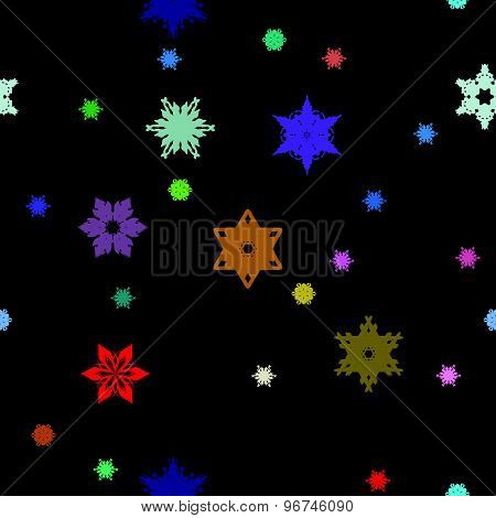 Winter pattern with various falling snowflakes