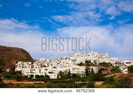 Mojacar in Almeria village skyline in Mediterranean Spain
