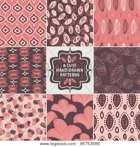 Vector seamless simple pattern set.