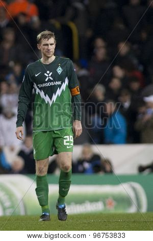 LONDON ENGLAND, November 11 2010: Werder Bremen's defender Per Mertesacker  the UEFA Champions League match between Tottenham Hotspur and Werder Bremen FC, played at White Hart Lane, Tottenham, London