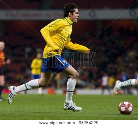 LONDON, ENGLAND. March 02 2010: Brazils Kaka during the international football friendly between Brazil and the Republic of Ireland played at the Emirates Stadium.