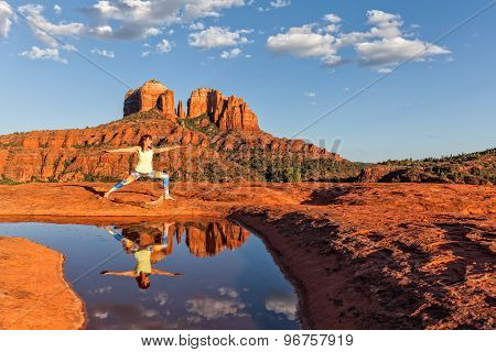 Practicing yoga at Sedona Arizona