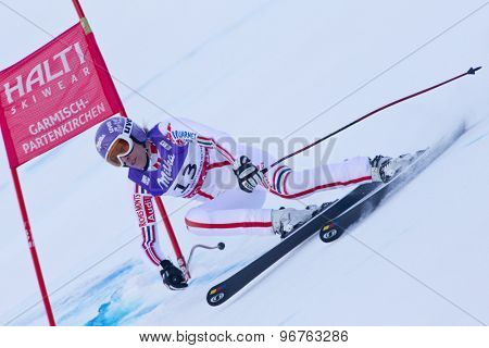 GARMISCH PARTENKIRCHEN, GERMANY. Feb 08 2011: Ingrid Jacquemod (FRA) whilst competing in the women's super giant slalom race at the 2011 Alpine skiing World Championships