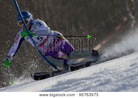 GARMISCH PARTENKIRCHEN, GERMANY. Feb 19 2011: Veronika Zuzulova (SVK) competing in the women's slalom race , at the 2011 Alpine skiing World Championships