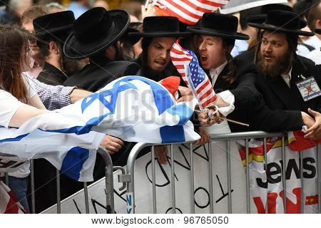 Flag battle in Times Square