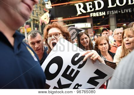 Passionate woman at rally
