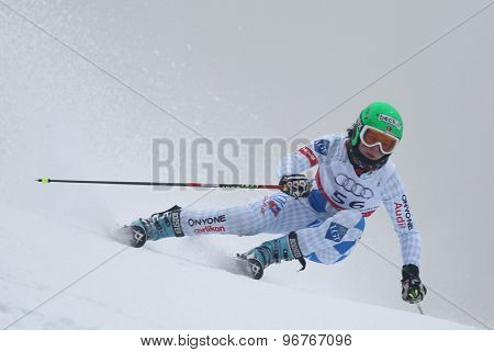 GARMISCH PARTENKIRCHEN, GERMANY. Feb 17 2011: BUEHLER Anna-Laura (LIE) competing in the women's giant slalom  race  at the 2011 Alpine skiing World Championships