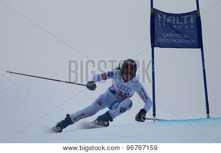 GARMISCH PARTENKIRCHEN, GERMANY. Feb 17 2011: BUEHLER Rebecca (LIE) competing in the women's giant slalom  race  at the 2011 Alpine skiing World Championships