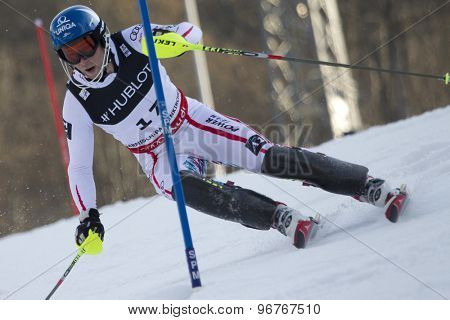 GARMISCH PARTENKIRCHEN, GERMANY. Feb 14 2011: Benjamin Raich (AUT) competing in the men's slalom at the 2011 Alpine skiing World Championships