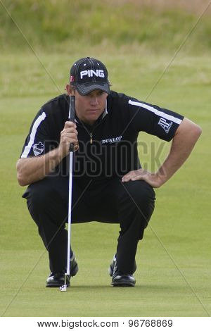 ST ANDREWS, SCOTLAND. July 18 2010: Lee WESTWOOD from England in action during the final round of The Open Championship   played on The Royal and Ancient Old Course