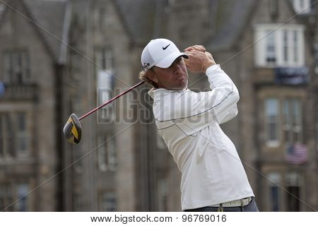 ST ANDREWS, SCOTLAND. July 18 2010: Lucas GLOVER from the USA in action during the final round of The Open Championship   played on The Royal and Ancient Old Course
