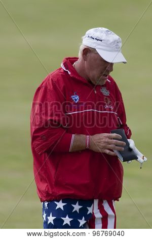 ST ANDREWS, SCOTLAND. July 18 2010: John DALY from the USA in action during the final round of The Open Championship   played on The Royal and Ancient Old Course