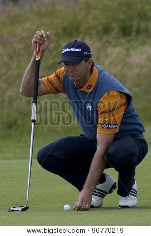 ST ANDREWS, SCOTLAND. July 18 2010: Retief GOOSEN from South Africa in action during the final round of The Open Championship   played on The Royal and Ancient Old Course