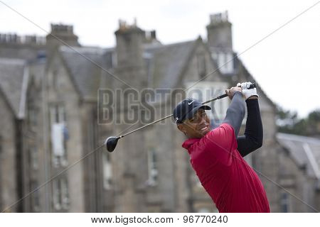 ST ANDREWS, SCOTLAND. July 18 2010: Tiger WOODS from the USA in action during the final round of The Open Championship   played on The Royal and Ancient Old Course