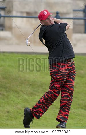 ST ANDREWS, SCOTLAND. July 17 2010: John DALY from the USA in action during the third round of The Open Championship   played on The Royal and Ancient Old Course