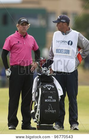 ST ANDREWS, SCOTLAND. July 15 2010: Phil MICKELSON from USA in action on the first day of The Open Championship   played on The Royal and Ancient Old Course