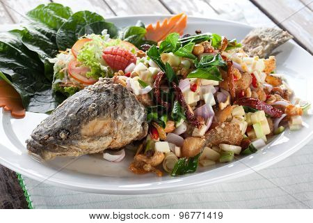 Deep Fried Snakehead Fish With Thai Herb
