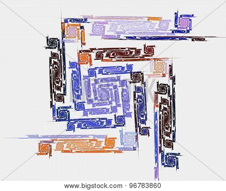 Abstract Fractal Design. Square Spiral On White.