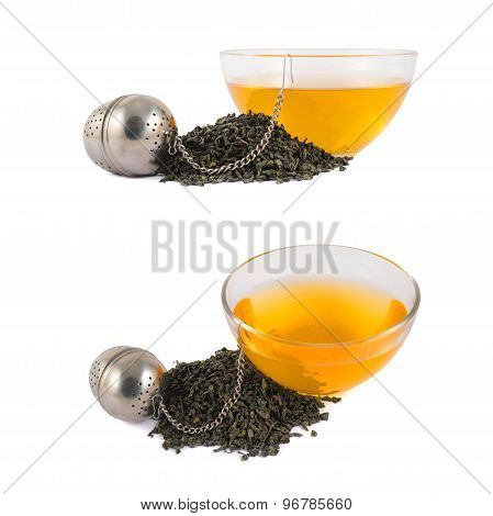 Glass piola bowl of tea isolated