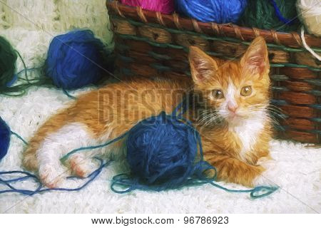 Fine Art Print Of A Cute Baby Yellow Tabby Kitten