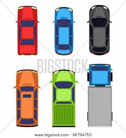 Multicolored Car Collection Isolated On White