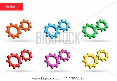 3d colorful gears set. Market  working icon.