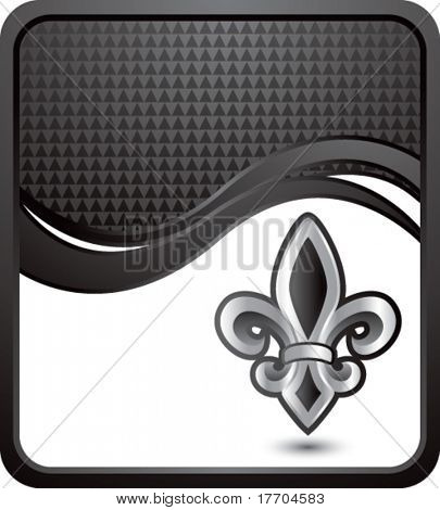 Fleur de lis simbolo su sfondo nero wave a scacchi