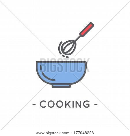 Line Color Cooking Icon On White Background